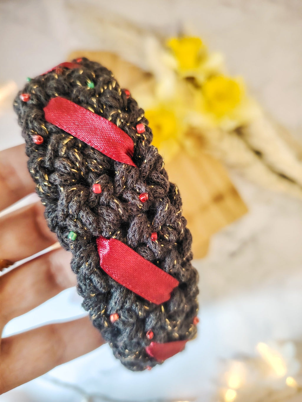 Mini sac de soirée rectangulaire au crochet fait main bleu vert, expresso gold et bordeaux - Modèle Perséphone - Sacs au crochet - Irilena