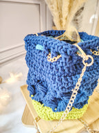 Petit sac seau, type bourse pour soirée au crochet fait main - Pièce unique - Modèle Déméter - Sacs au crochet - Irilena