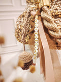Sac seau au crochet ajouré marron et doré – modèle Nantosuelta - Sacs au crochet - Irilena