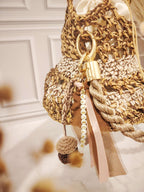 Sac seau au crochet ajouré marron et doré – modèle Nantosuelta - Sacs au crochet - Irilena