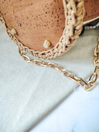 Sac seau en coton recyclé écru et liège caramel – modèle Hestia - Sacs au crochet - Irilena
